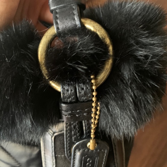 Coach Y2K fur lined silk purse with suede and brass. - Picture 5 of 10